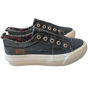 Blowfish Sadie Black Smoked Platform Canvas Sneakers Size 7 NEW